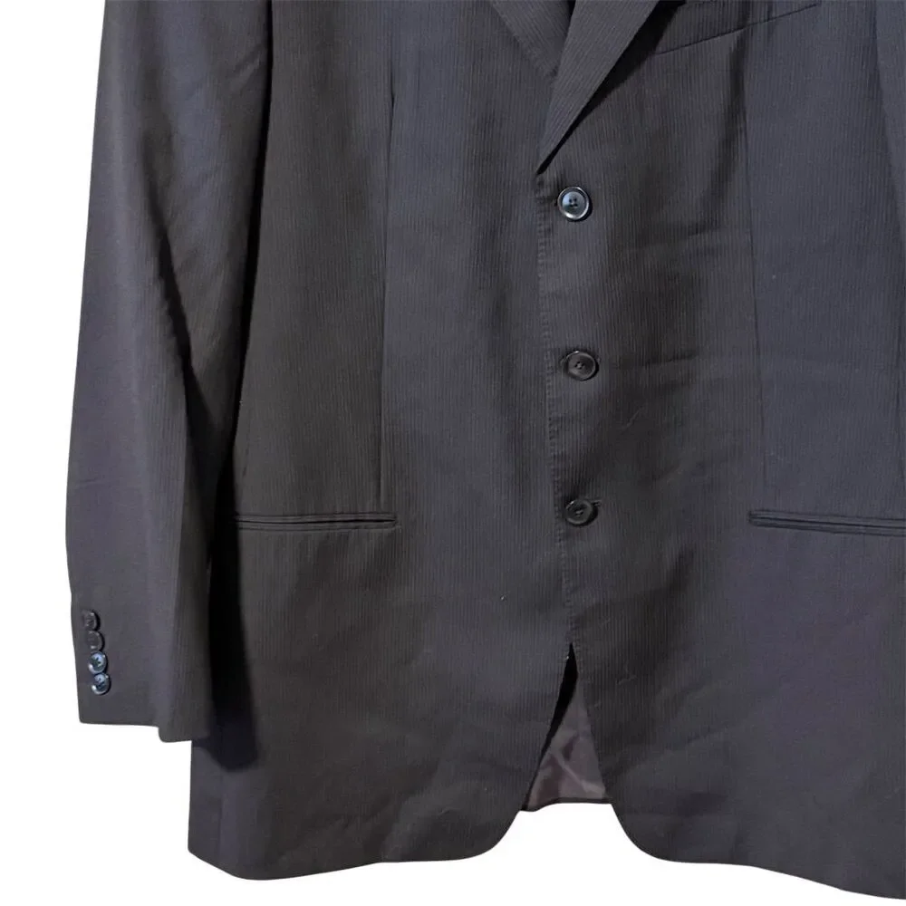 Armani Collezioni Men's Black Striped Wool Blazer Jacket 44r Formal - Picture 2 of 9